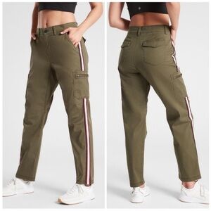 BOGO! Athleta Summit Utility Cargo Pants Olive Green High Rise Striped 4